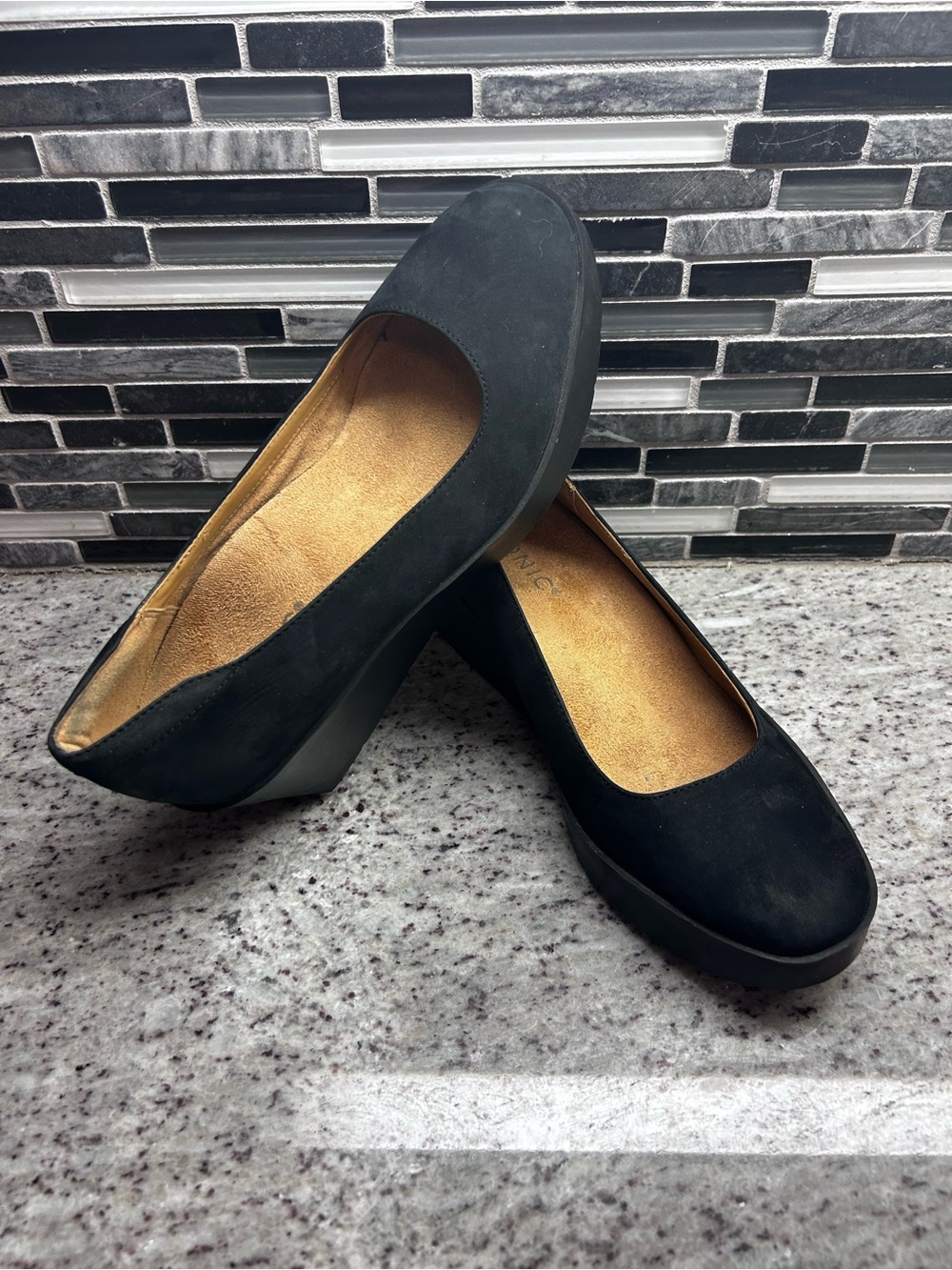 Vionic Black Women's Comfort Wedge - Casual Slip-On size 7 wide